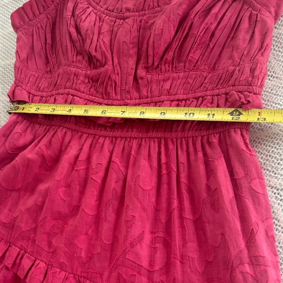 Anthropologie Women’s Squareneck Sleeveless Tiered Ruffle Dress. Pink small - Picture 8 of 8